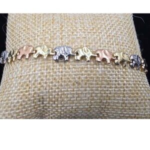 Gold, Silver, and Rose Gold Elephant Bracelet